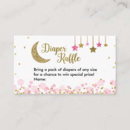 月の上のピンクの赤ちゃんシャワー – おむつラッフル エンクロージャーカード