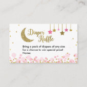 月の上のピンクの赤ちゃんシャワー – おむつラッフル エンクロージャーカード (正面)