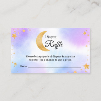 月の上のピンクの青おむつラッフルベビーシャワー エンクロージャーカード