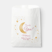 月の上のピンク感謝の女の子の赤ちゃんシャワー フェイバーバッグ (正面)
