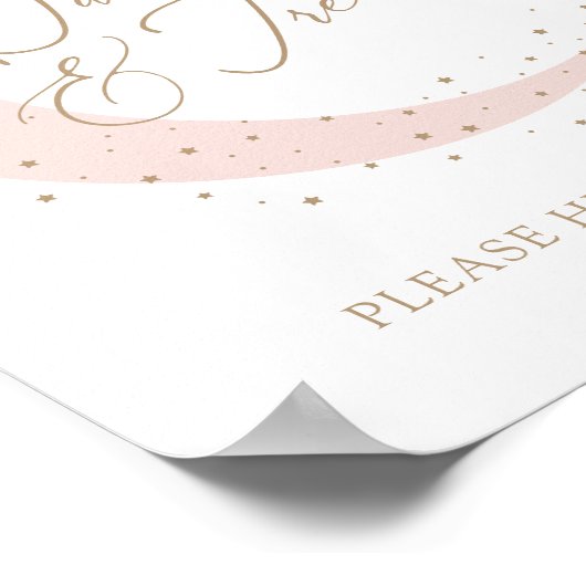 月の上のピンク赤ちゃんシャワーのお菓子とお菓子 ポスター (角)