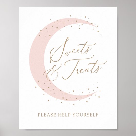 月の上のピンク赤ちゃんシャワーのお菓子とお菓子 ポスター (正面)