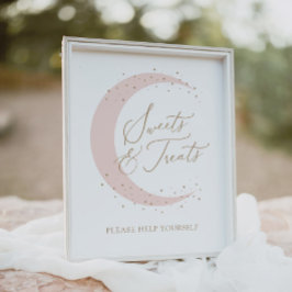 月の上のピンク赤ちゃんシャワーのお菓子とお菓子 ポスター