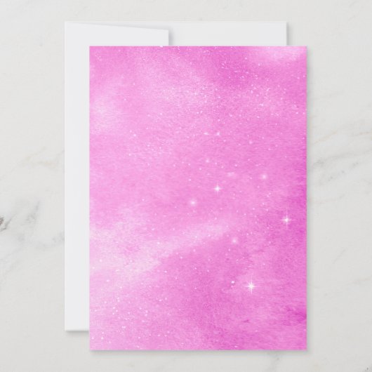 月の上のピンク&金ゴールドベビーガールシャワー 招待状 (裏面)