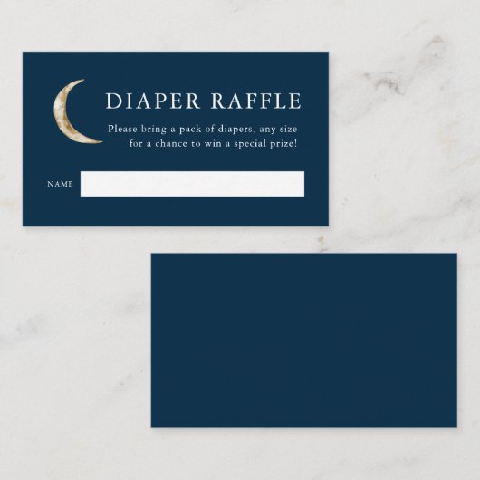 月の上のベビーシャワーおむつラッフルチケット エンクロージャーカード (正面/裏面)