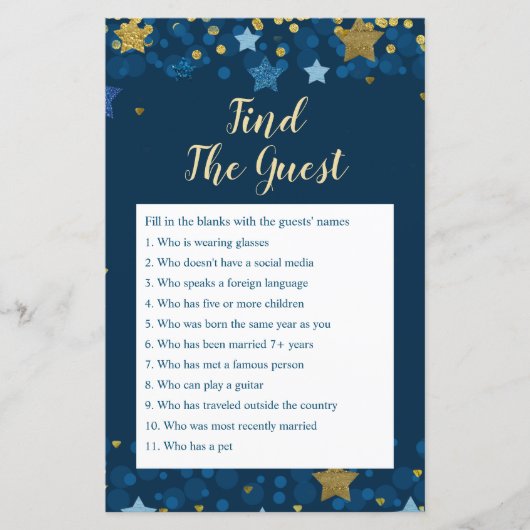 月の上のベビーシャワーを見つけるゲストゲーム (正面)