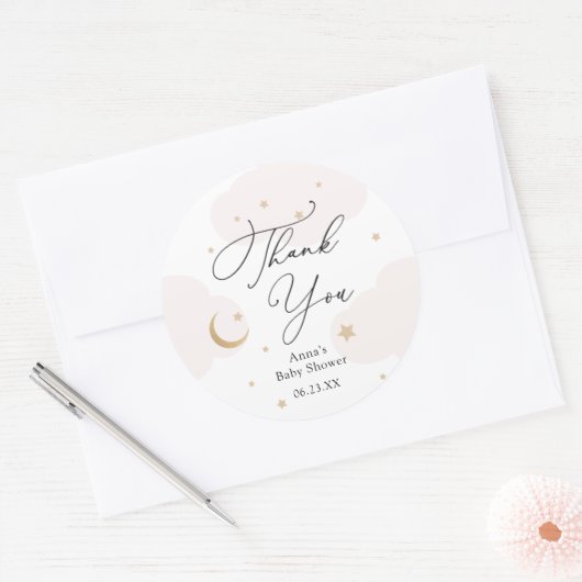 月の上のベビーシャワーギフトクラシックラウンドスティック ラウンドシール (封筒)