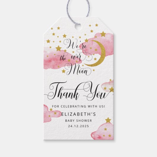 月の上のベビーシャワーギフトラベル ギフトタグ (正面)