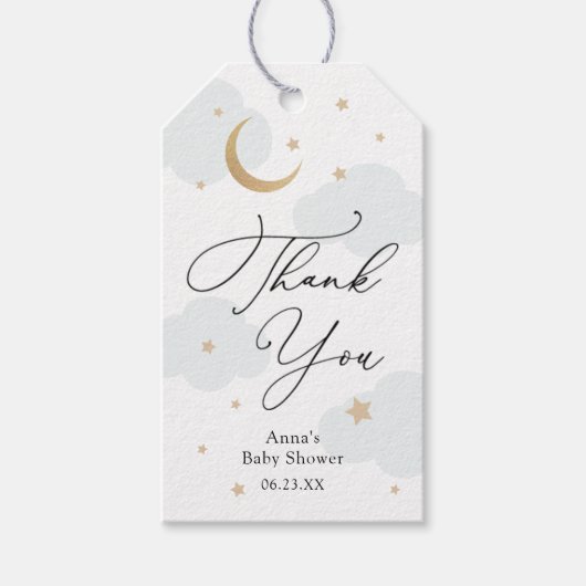 月の上のベビーシャワーギフトラベル ギフトタグ (正面)