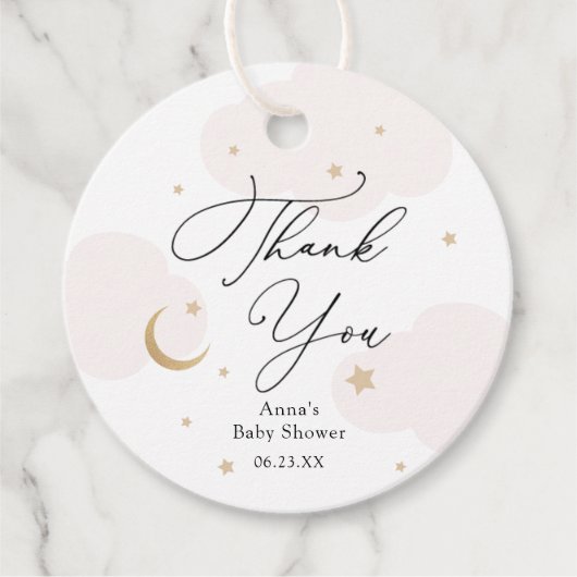 月の上のベビーシャワーギフトラベル フェイバータグ (正面)