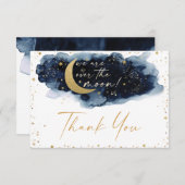 月の上のベビーシャワーサンキューカード (正面/裏面)