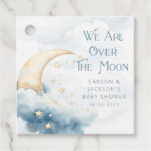 月の上のベビーシャワーメッセージカード フェイバータグ (正面)
