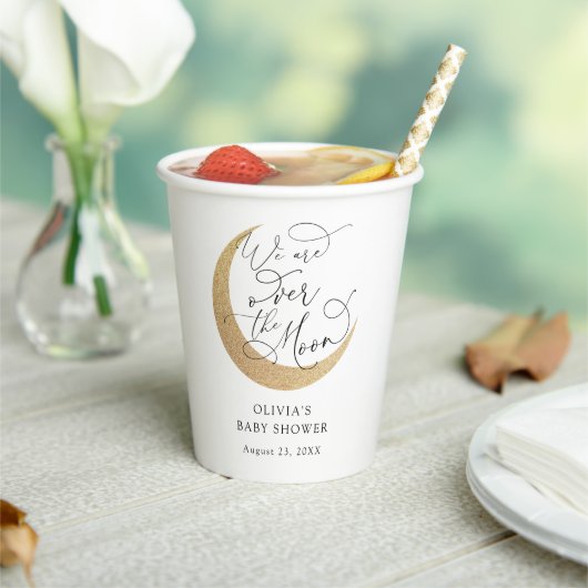 月の上のベビーシャワー紙カップ 紙コップ (インサイチュ)
