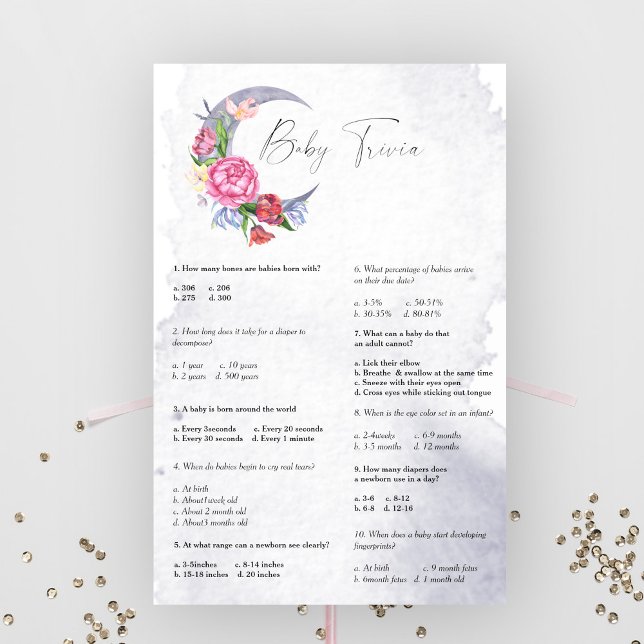 月の上のベビートリビア赤ちゃんシャワーゲーム (クリエイターアップロード済み)