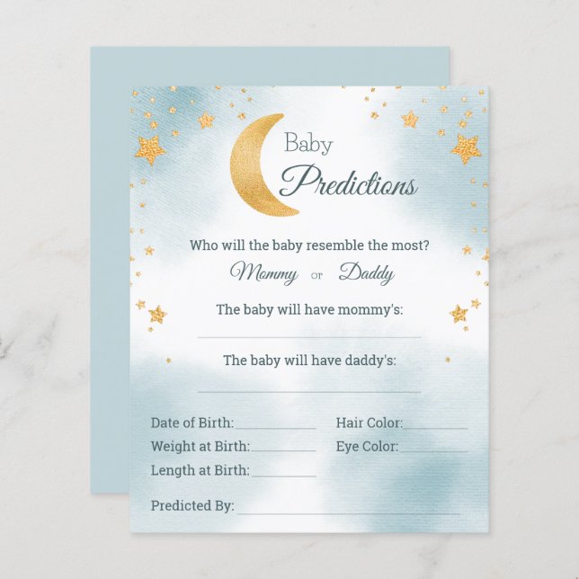 月の上のベビー予測ベビーシャワーゲーム (正面/裏面)