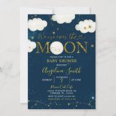 月の上のミニマル銀河系ベビーシャワー 招待状 (正面)