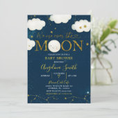 月の上のミニマル銀河系ベビーシャワー 招待状 (スタンド正面)