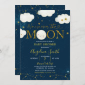 月の上のミニマル銀河系ベビーシャワー 招待状 (正面/裏面)