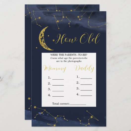 月の上の夜空どのように両親 (正面/裏面)