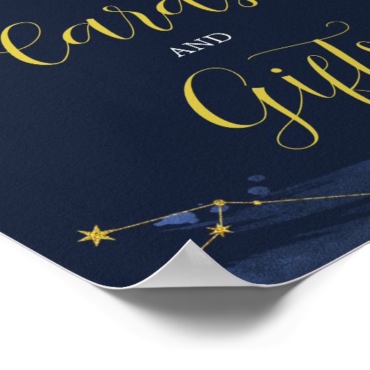 月の上の夜空の赤ちゃんシャワーカードとギフト ポスター (角)