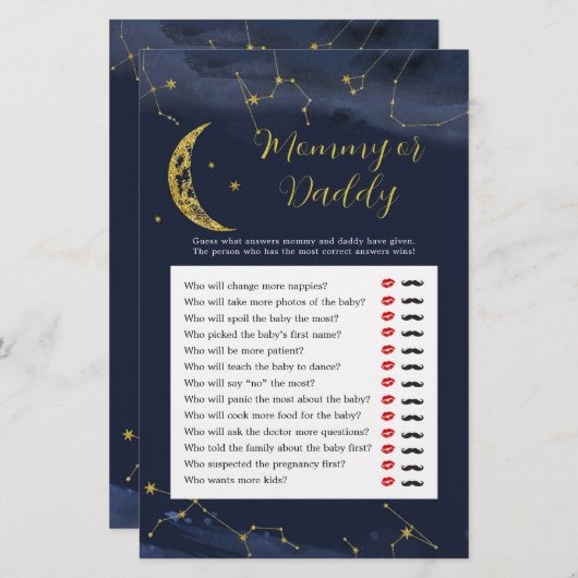 月の上の夜空ママまたはパパのゲーム (正面/裏面)