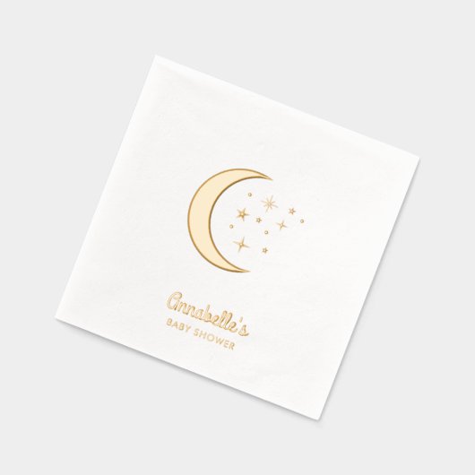 月の上の天の金ゴールドの上の赤ちゃんシャワーナプキン 箔ナプキン (左)