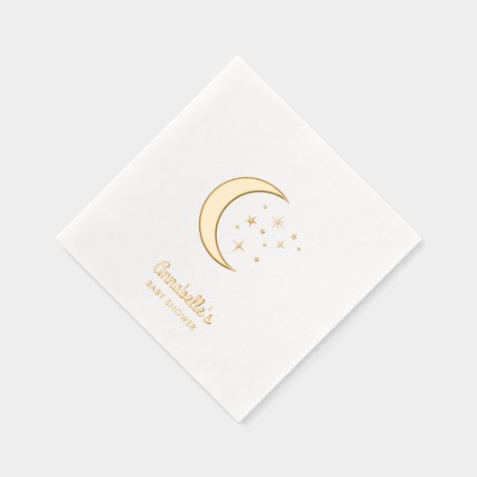 月の上の天の金ゴールドの上の赤ちゃんシャワーナプキン 箔ナプキン (右)