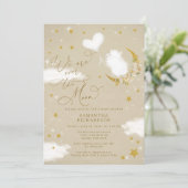 月の上の小さな子羊のバルーン赤ちゃんシャワー 招待状 (スタンド正面)