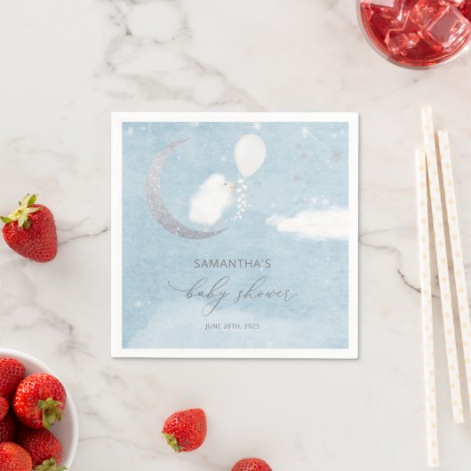 月の上の小さな子羊の赤ちゃんシャワーナプキンス スタンダードカクテルナプキン (インサイチュ)