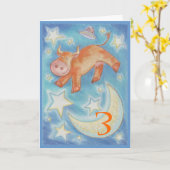 『月の上の時代のハッピーバースデー』 カード (黄色い花)