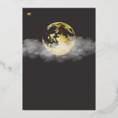 月の上の暗い金ゴールド男女兼用赤ちゃんシャワー 箔招待状 (裏面)