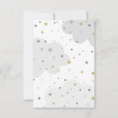 月の上の灰色の金ゴールド星ベビーシャワー サンキューカード (裏面)
