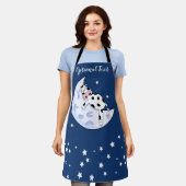 月の上の牛 エプロン (着用した状態)