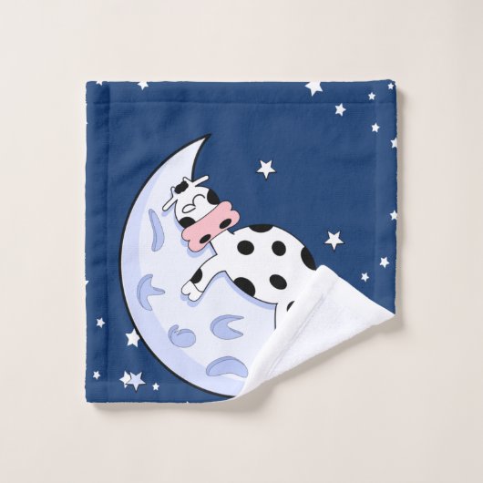 月の上の牛 バスタオルセット (ウォッシュタオル)