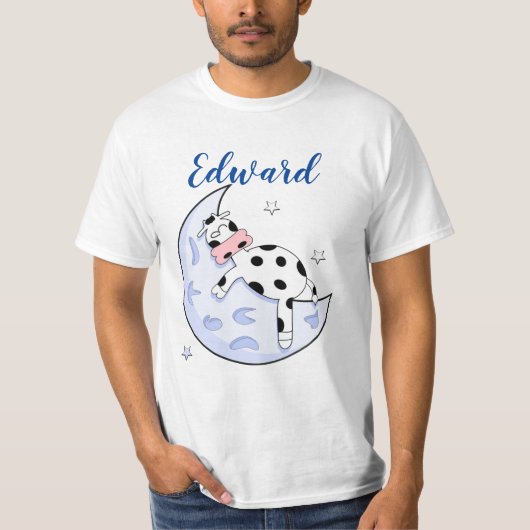 月の上の牛 Tシャツ (正面)