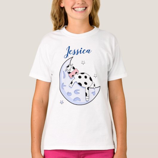 月の上の牛 Tシャツ (正面)