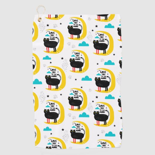 月の上の猫 ゴルフタオル (正面)