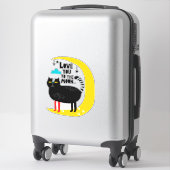 月の上の猫 シール (スーツケース)