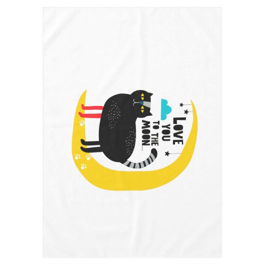 月の上の猫 テーブルクロス (正面)