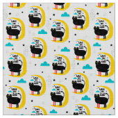 月の上の猫 ファブリック (クローズアップ)