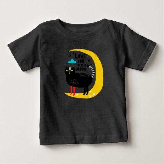 月の上の猫 ベビーTシャツ (正面)