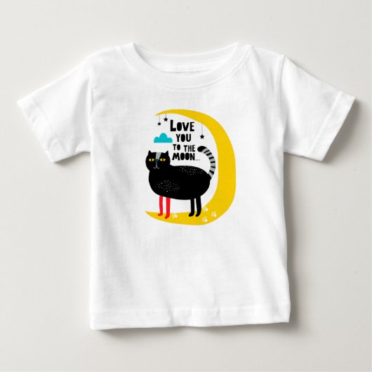 月の上の猫 ベビーTシャツ (正面)