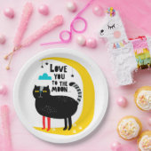 月の上の猫 ペーパープレート (パーティー)