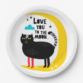 月の上の猫 ペーパープレート