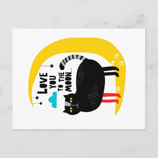 月の上の猫 ポストカード (正面)