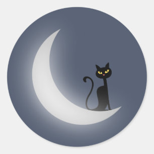 月の上の猫 ラウンドシール