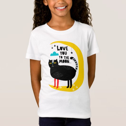 月の上の猫 Tシャツ (正面)