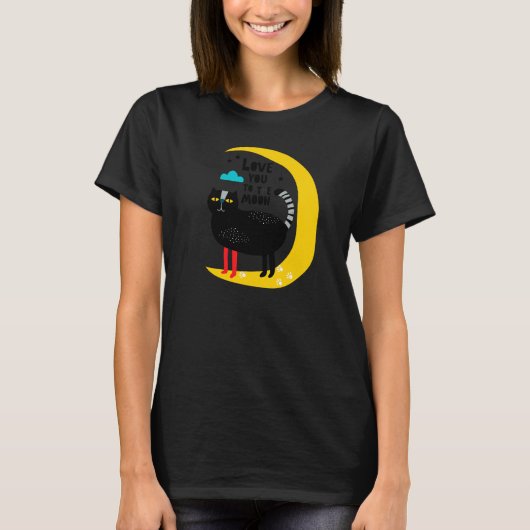 月の上の猫 Tシャツ (正面)