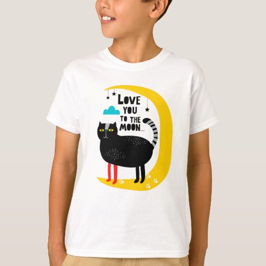 月の上の猫 Tシャツ (正面)