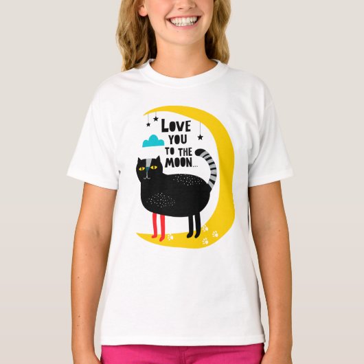 月の上の猫 Tシャツ (正面)